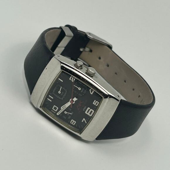 Anne Klein Steel Silver Black Leather Women’s Watch, 29mm Working New Battery - Picture 7 of 8